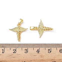 真鍮チャーム  翼のある杖  18KGP本金メッキ  16.5x17x3mm  穴：3x4.5mm&nbsp;KK-I371-18G