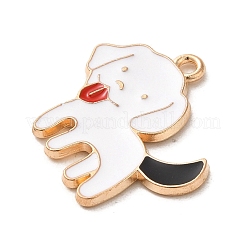 合金エナメルチャーム  ライトゴールド  犬チャーム  ホワイト  19x21x1mm  穴：1.5mm&nbsp;ENAM-E064-09KCG