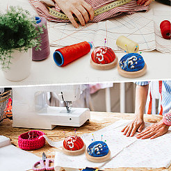 2Pcs 2 Colors Cute Ball Shaped Wave Pattern Cotton Needle Cushion&nbsp;DIY-GL0004-18