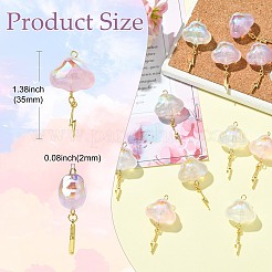15Pcs 5 Colors Transparent Acrylic with Brass Pendants&nbsp;PALLOY-CJ00191