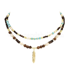 Synthetic Turquoise & Coconut Shell Beaded Necklaces & Dangle Earrings Sets&nbsp;SJEW-JS01356
