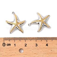 304ステンレスペンダント  ゴールデン·ステンレス鋼色  ヒトデ  22x19x4mm  穴：1.5mm&nbsp;STAS-Z145-02GP-03