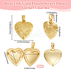 6Pcs Brass Locket Pendants&nbsp;KK-BBC0015-52