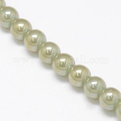 電気メッキジェイド風ガラスラウンドビーズ連売り  虹色メッキ  ミックスカラー  8mm  穴：1mm  約54個/連  15.7インチ&nbsp;EGLA-F037-8mm-M