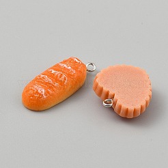 不透明 & 透明樹脂ペンダント  プラチナメッキ鉄ループ付き  混合図形  オレンジ  19~32x12~24x5~16mm  穴：2mm  10スタイル  1個/スタイル  10個/セット&nbsp;RESI-WH0022-17A