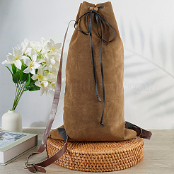 Flocking Fibre Drawstring Backpacks with PU Leather Straps and Alloy Clasps&nbsp;ABAG-WH20019-02A