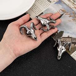 牛の頭蓋骨 304 ステンレススチール 大きなペンダント  アンティークシルバー  51x42x15mm  穴：9.5x5mm&nbsp;STAS-M206-100AS