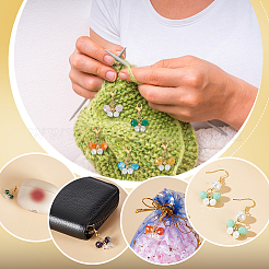 6 Sets Butterfly Copper Wire Wrapped Glass Pendant Decorations&nbsp;HJEW-GA0001-52