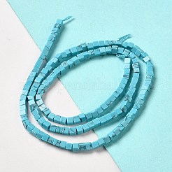 合成ターコイズビーズ連売り  キューブ  2~2.5x2.5~3.5x2.5~3mm  穴：0.4mm  約157~165個/連  14.96~15.75''（38~40センチメートル）&nbsp;G-B064-A47