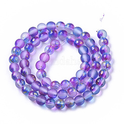 Frosted Spray Painted Glass Beads Strands&nbsp;X-GLAA-N035-03B-C03