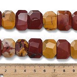 天然石ロードナイトビーズ連売り  長方形  多面カット  15x20x6mm  穴：1.5mm  約25個/連  14.96インチ（38cm）&nbsp;G-C285-A06-01