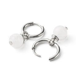 Natural White Jade Beads Earrings for Girl Women Gift&nbsp;EJEW-JE04607-03