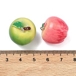 模造食品樹脂ペンダント  アップルチャーム  プラチナ鉄ループ付き  ミックスカラー  21x20~21mm  穴：2mm&nbsp;RESI-A052-01