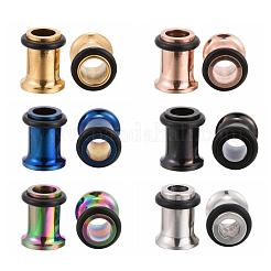 12Pcs 6 Colors 316 Surgical Stainless Steel Screw Ear Gauges Flesh Tunnels Plugs&nbsp;STAS-YW0001-14