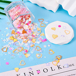 プラスチックスパンコールビーズ 100g  縫製工芸品の装飾  桃パフ  6x6mm&nbsp;PVC-TA0001-04D