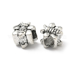 合金ヨーロピアンビーズ  大穴ビーズ  ミツバチ  アンティークシルバー  11x12x10mm  穴：5mm&nbsp;X-PALLOY-S079-078AS