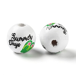 Summer Theme Printed Wood European Beads&nbsp;WOOD-M010-06C