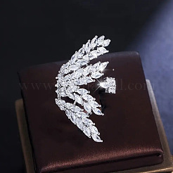 Olive Branch Brass Micro Pave Clear Cubic Zirconia Cuff Rings&nbsp;FS-WG54664-02