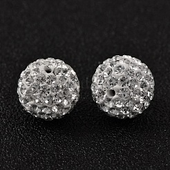 樹脂粘土ラインストーンビーズ  パヴェボールディスコビーズ  グレードA  ラウンド  片穴  クリスタル  10mm  穴：1mm&nbsp;RB-H258-HD10mm-001