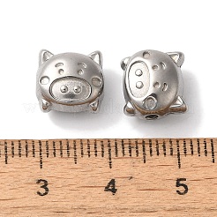変色しない304ステンレススチールビーズ  豚  ステンレス鋼色  9x10x7mm  穴：1.6mm&nbsp;STAS-I305-141P