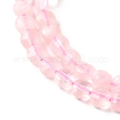 天然石ローズクォーツビーズ連売り  ファセットスクエアカットコインビーズ  フラットラウンド  4x2.5mm  穴：0.7mm  約111個/連  15.24''（38.7センチメートル）&nbsp;G-C179-A4mm-07