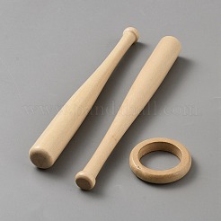 木製野球スタンドディスプレイホルダー  野球バットと木のリング付き  バリーウッド  149x16.5mm&nbsp;WOOD-WH20005-01B