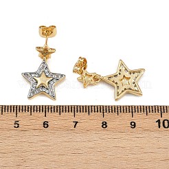 Brass Micro Pave Clear Cubic Zirconia Star Dangle Stud Earrings&nbsp;EJEW-L275-04GP