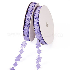 20 ヤード マランの花と蝶のポリエステル レース トリム  蝶のトリミング  ライラック  13~15mm&nbsp;OCOR-TAC0016-18D