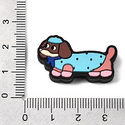 シリコンビーズ  焦点ビーズ  犬  空色  17~18x30x7mm  穴：3mm&nbsp;SIL-J001-02B