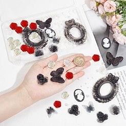 DIYジュエリー作りの発見キット  樹脂とプラスチックのカボションを含む  プラスチックペンダントとイミテーションパールビーズ  ミックスカラー  4~72x4~53.5x2~10mm&nbsp;DIY-SC0024-47