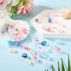 66個 11色透明スプレーペイントガラスビーズ  巻き貝  ミックスカラー  15~16x11x10~11mm  穴：1mm  6個/カラー&nbsp;GLAA-TA0003-18