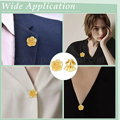 バックパックの服に合う花の合金製ラペルピンバック4組  ゴールドカラー  13x13mm&nbsp;JEWB-BC0001-12G