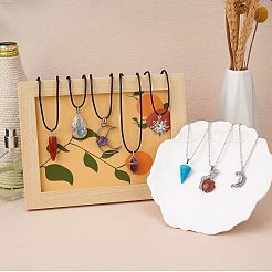 DIY 宝石ネックレス メイキング キット  合金素材を使用した天然石と合成石のペンダントを含む  ブレット＆コーン＆ムーン＆スター  アイアン製アズキチェーン  模造レザーコード&nbsp;DIY-SZ0009-42
