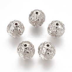 CCBプラスチックビーズ  花の丸  プラチナ  18x18.5mm  穴：3mm&nbsp;CCB-G006-129P