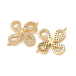 Brass Micro Pave Clear Cubic Zirconia Connector Charms&nbsp;CU-CBA4579-14G