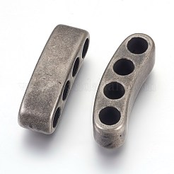 304ステンレススチールシャックルクラスプ  カーブ四角形  アンティークシルバー  31x9x8.5mm  穴：5mm&nbsp;STAS-E446-25AS