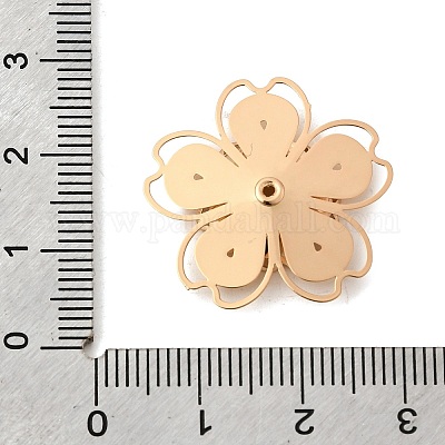 真鍮製ビーズキャップ  花  ゴールドカラー  24.5x24.5x3mm  穴：1mm&nbsp;KK-C167-03D-G-1