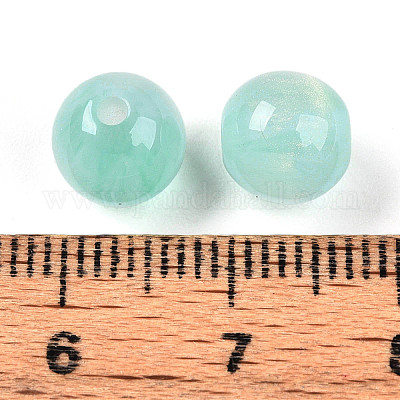 樹脂ビーズ  ラウンド  ツートン  アクアマリン  8mm  穴：2mm&nbsp;RESI-YW0004-28A-02-1
