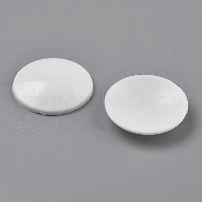 プラスチックカボション  フラットラウンド  ホワイト  24x4.5mm&nbsp;DIY-WH0888-220A-1