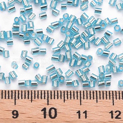 ガラス竹ビーズ  銀並ぶ  空色  1.8~2.2x1.8~2mm  穴：0.8~0.9mm  約15000個/ポンド&nbsp;SEED-S032-08A-23-1