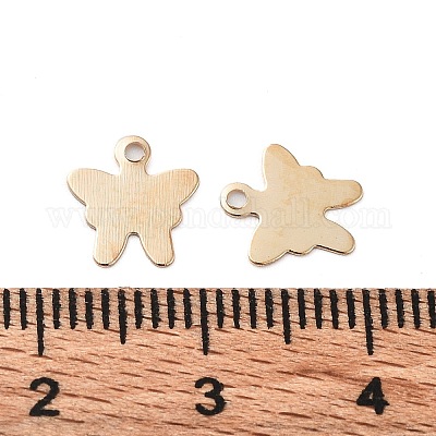 アイアン製ペンダント  蝶  ゴールドカラー  9x8x0.2mm  穴：1mm&nbsp;IFIN-P039-03G-1