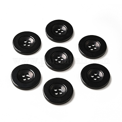 樹脂ボタン  染め  フラットラウンド  ブラック  30x3mm&nbsp;RESI-D033-30mm-02-1
