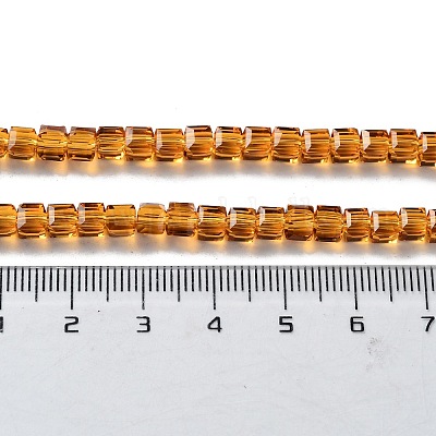 ガラスビーズ連売り  多面カット  キューブ  ダークチソウ  4~5x4~5x4~5mm  穴：1mm  98~100個/連  40~43cm&nbsp;GLAA-R041-4x4mm-12-1