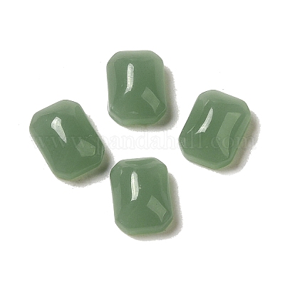 ガラスカボション  天然石風  長方形  ミディアムシーグリーン  8x6x3.5mm&nbsp;GLAA-B017-01B-1