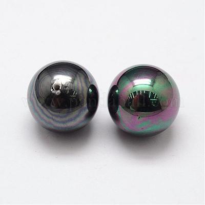 シェルパールビーズ  グレードA  ラウンド  片穴  ブラック  14mm  穴：1.2mm&nbsp;BSHE-L031-02-14mm-1