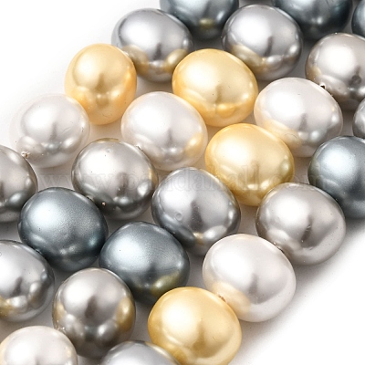 シェルパールビーズ連売り  ポテト  ミックスカラー  12.5~13x15~15.5x12~12.5mm  穴：0.9mm  約31個/連  15.71インチ（39.9cm）&nbsp;BSHE-F013-01J-1