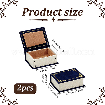 マイクロファイバーリング収納ボックス  本の形  ダークブルー  5.65x4.25x2.15cm&nbsp;CON-WH0100-47-1