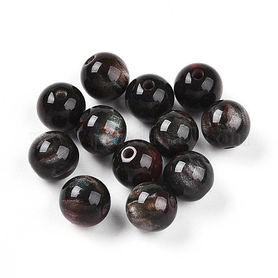 樹脂ビーズ  ラウンド  ツートン  ダークスレートグレー  8mm  穴：2mm&nbsp;RESI-YW0004-28A-09-1