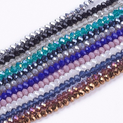 ガラスビーズ連売り  多面カット  ロンデル  混合スタイル  ミックスカラー  3x2mm  穴：0.8mm  約135~140個/連  11.81~13.38インチ（30~34cm）&nbsp;GLAA-F076-1