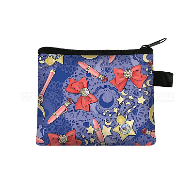 ポリエステル財布  ジッパー付き  ちょう結びの長方形  藤紫色  11x13.5cm&nbsp;PW-WG21510-09-1